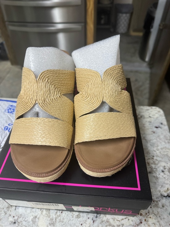 Corky’s Shoes - Braided Double-Band Slide Sandals in Tan